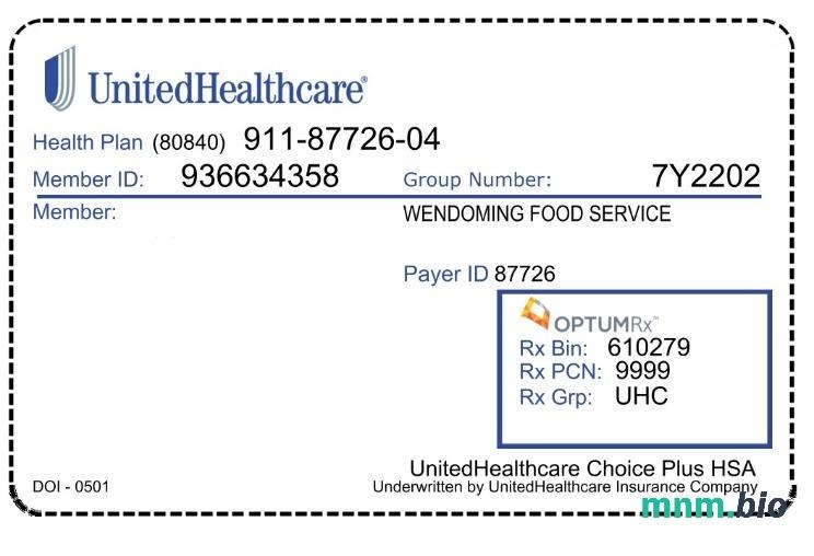 USA UnitedHealthCare karta ubezpieczenia zdrowotnego edytowalny szablon